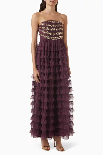 Sequin Ruffle Maxi Dress
