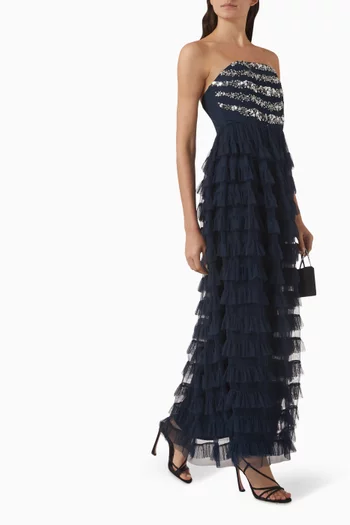 Sequin Ruffle Maxi Dress