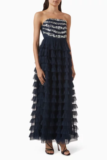 Sequin Ruffle Maxi Dress