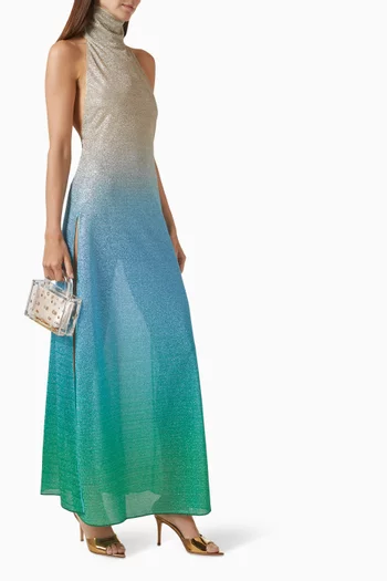 Lumière Ombré Shade Turtleneck Maxi Dress in Lurex