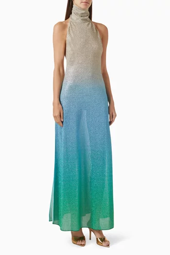 Lumière Ombré Shade Turtleneck Maxi Dress in Lurex