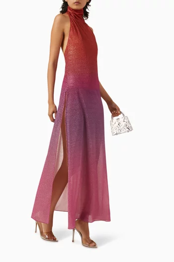 Lumiere Ombre Shade Turtleneck Maxi Dress in Lurex