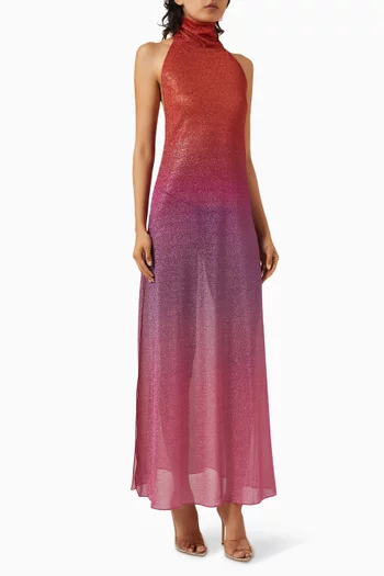 Lumiere Ombre Shade Turtleneck Maxi Dress in Lurex