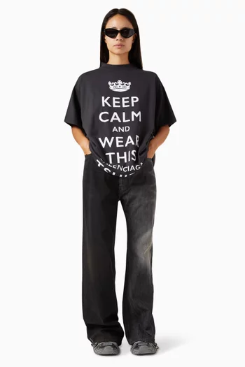 تي شيرت فضفاض بطبعة Keep Calm جيرسيه