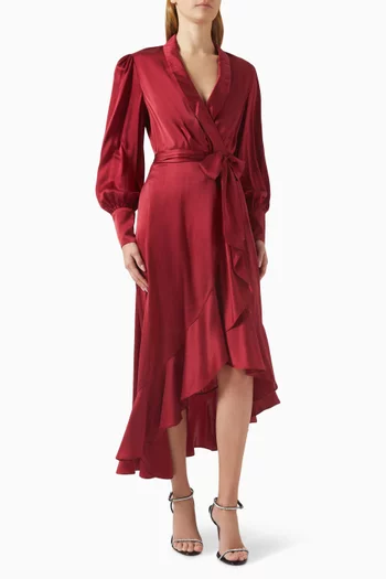 Wrap Midi Dress in Silk