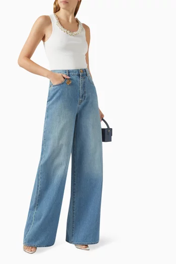 Crush Wide-leg Jeans in Cotton-denim