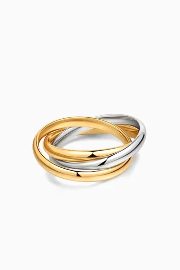 Trio Twisted Ring in Silver & Gold-plated Brass