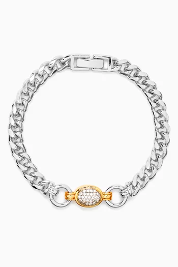 The Pavé Oval Link Bracelet in Silver-plated Brass