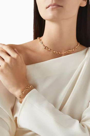 قلادة بحلي على شكل لجام حصان نحاس مطلي ذهب عيار 18