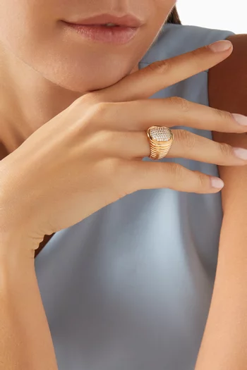 The Pavé Oval Bezel Ring in Gold-plated Brass