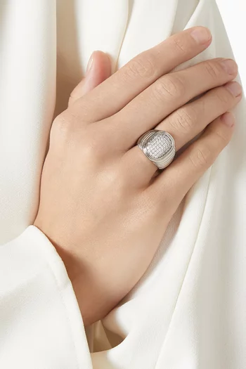 The Pavé Oval Bezel Ring in Silver-plated Brass