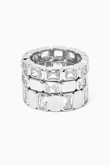 The Bianca Bezel Ring Set in Silver-plated Brass