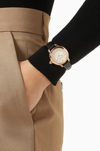 Mia Quartz Stainless Steel & Leather Watch, 32mm