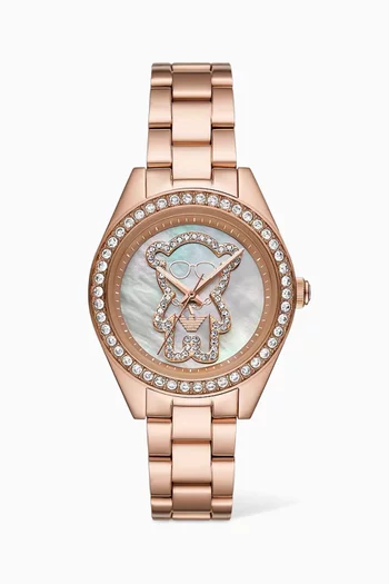 Leo Crystal Quartz Stainless Steel Watch, 36mm