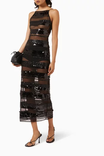 Striped Sequin-embellished Maxi Dress