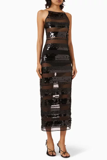Striped Sequin-embellished Maxi Dress