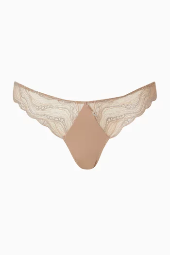 CK Instinct Thong in Sheer Lace & Microfibre