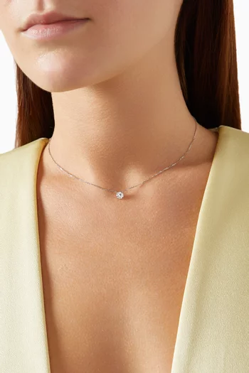 Round Diamond Pendant Necklace in 18kt White Gold