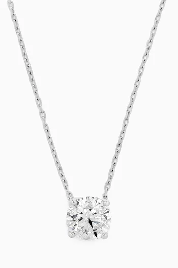 Round Diamond Pendant Necklace in 18kt White Gold
