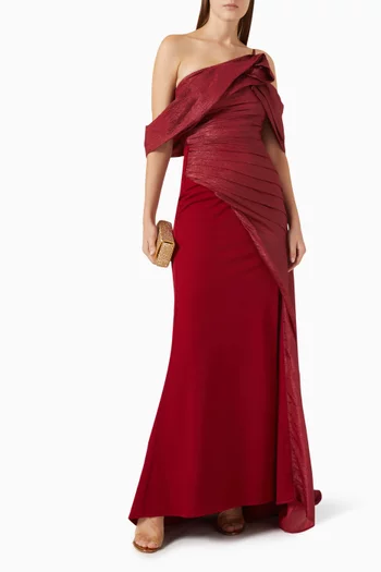 One-shoulder Draped Gown