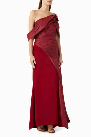 One-shoulder Draped Gown