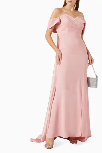 Off-shoulder Cape Gown