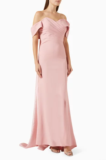 Off-shoulder Cape Gown