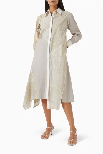 Panelled Midi Shirt Dress in Cotton