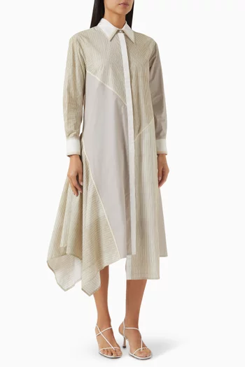 Panelled Midi Shirt Dress in Cotton