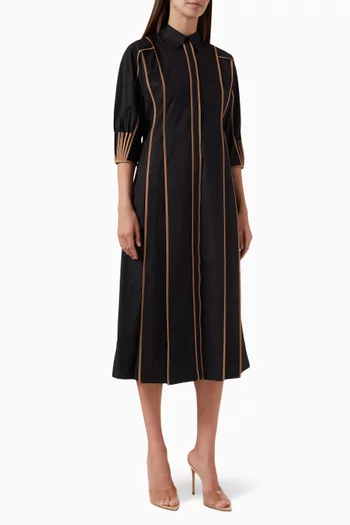 Panelled Binding Midi Shirt Dress in Cotton