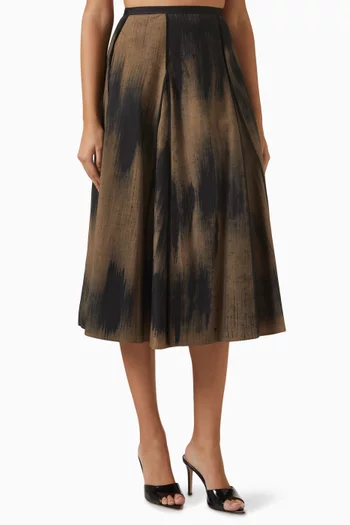 Block-print Midi Skirt in Cotton
