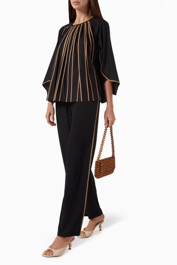Side Binding Pants in Silk Crepe