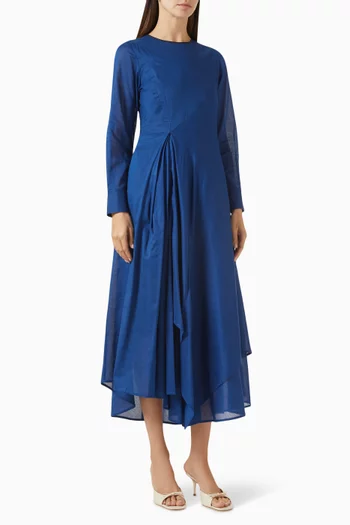 Draped Midi Dress in Cotton