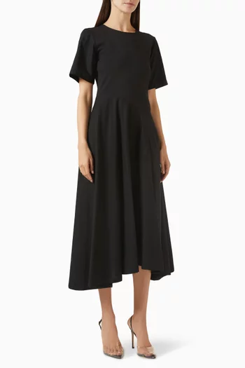 Asymmetric Midi Dress in Cotton-jersey