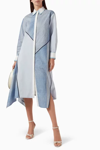 Block Print Panelled Shirt Midi Dress in Cotton