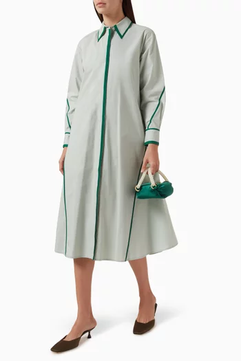 Binding Shirt Midi Dress in Cotton