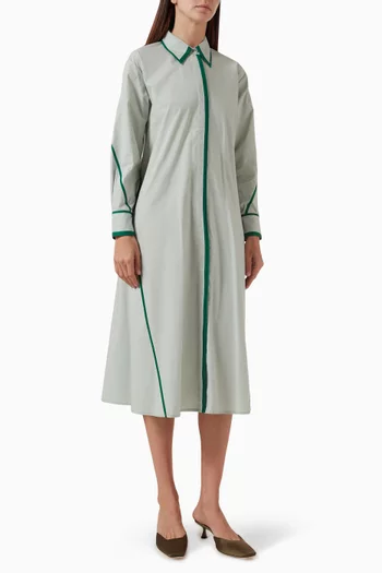 Binding Shirt Midi Dress in Cotton