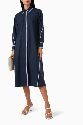 Binding Shirt Midi Dress in Cotton