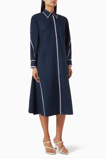 Binding Shirt Midi Dress in Cotton