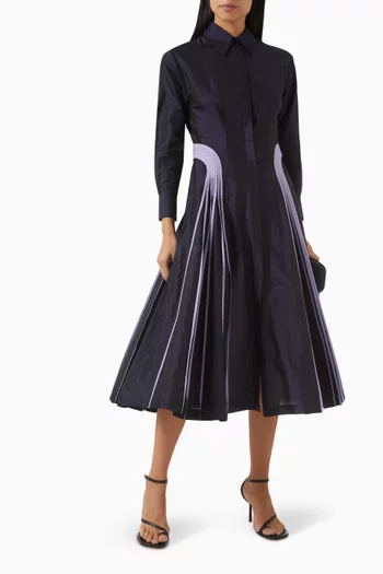 Contrast-trim Shirt Dress in Silk