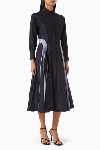 Contrast-trim Shirt Dress in Silk