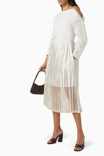 Off-shoulder Midi Dress in Cotton & Silk Organza