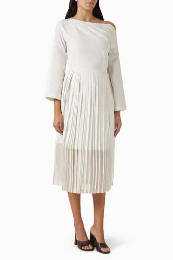 Off-shoulder Midi Dress in Cotton & Silk Organza