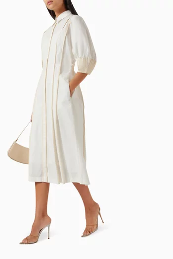 Panelled Binding Midi Shirt Dress in Cotton