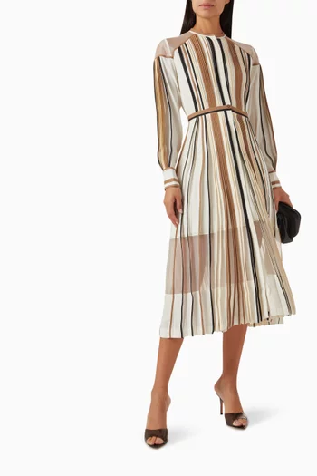 Classic Binding Midi Dress in Crepe & Organza