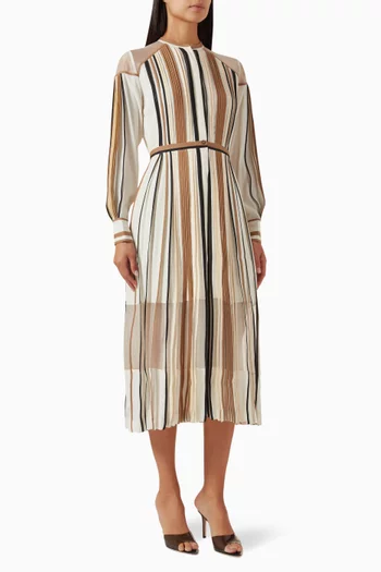 Classic Binding Midi Dress in Crepe & Organza
