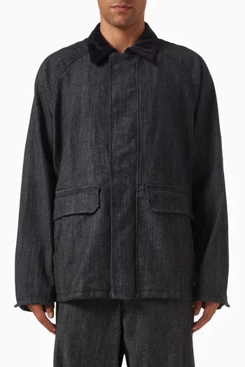 Corduroy Collar Jacket in Denim