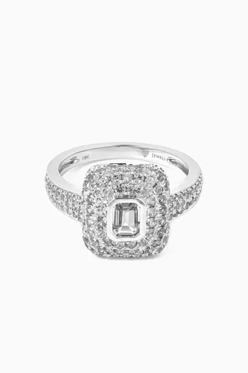 Emerald Cut Diamond Ring in 18kt White Gold