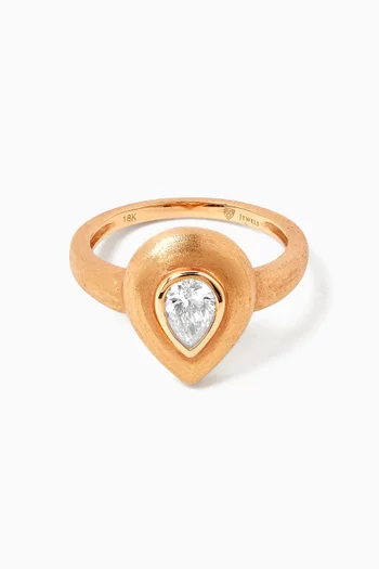 Pear Diamond Pinky Ring in 18kt Rose Gold