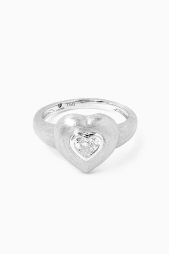 Heart Diamond Pinky Ring in 18kt White Gold